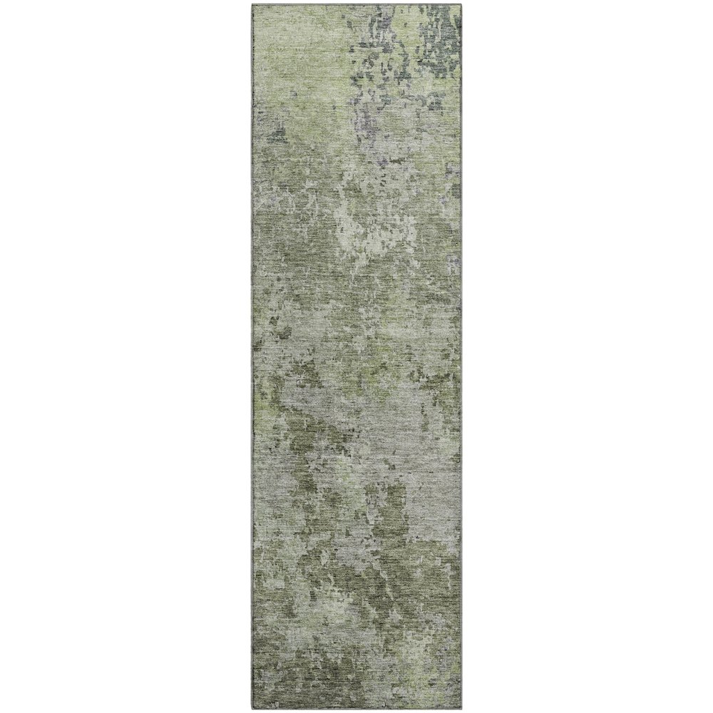 Luxury Washable Indoor/Outdoor Bresca Green 2'3" x 7'6" Runner Rug. Picture 1