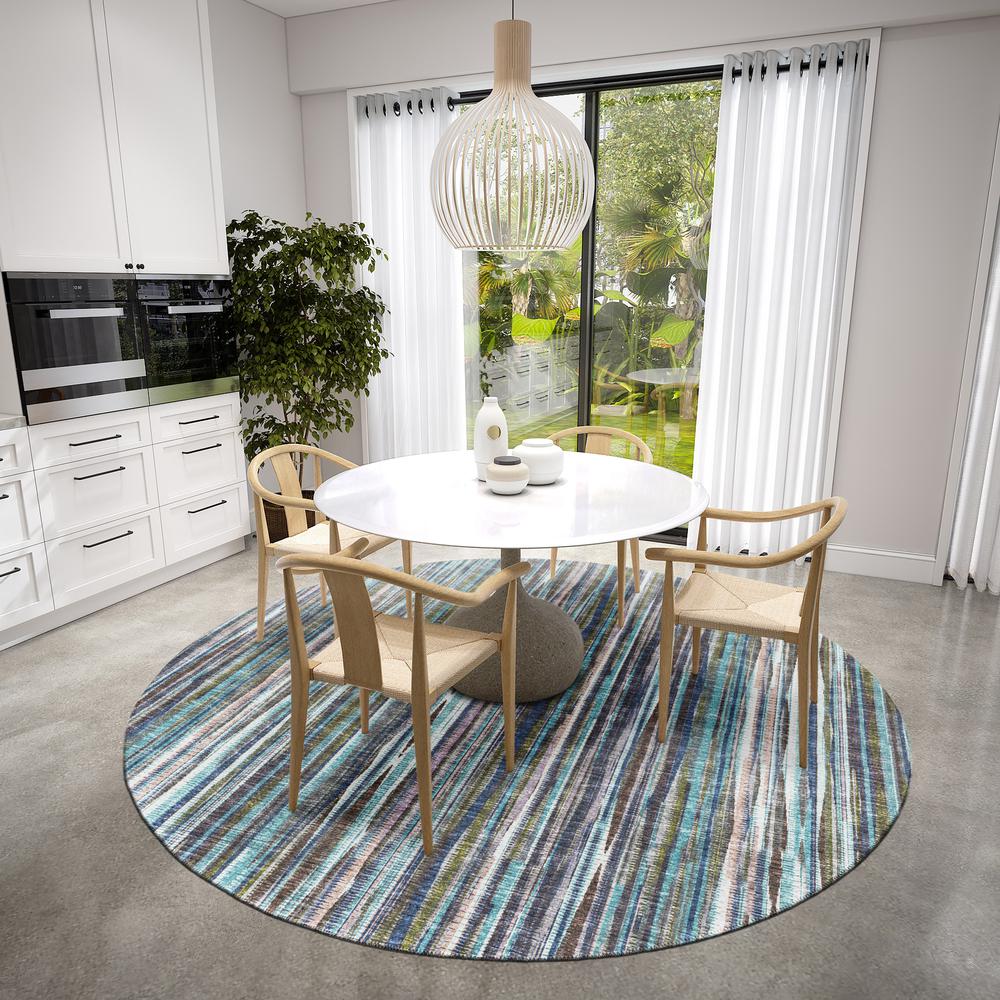 Waverly Plum Contemporary Striped 8' x 8' Round Rug Plum AWA31. Picture 1