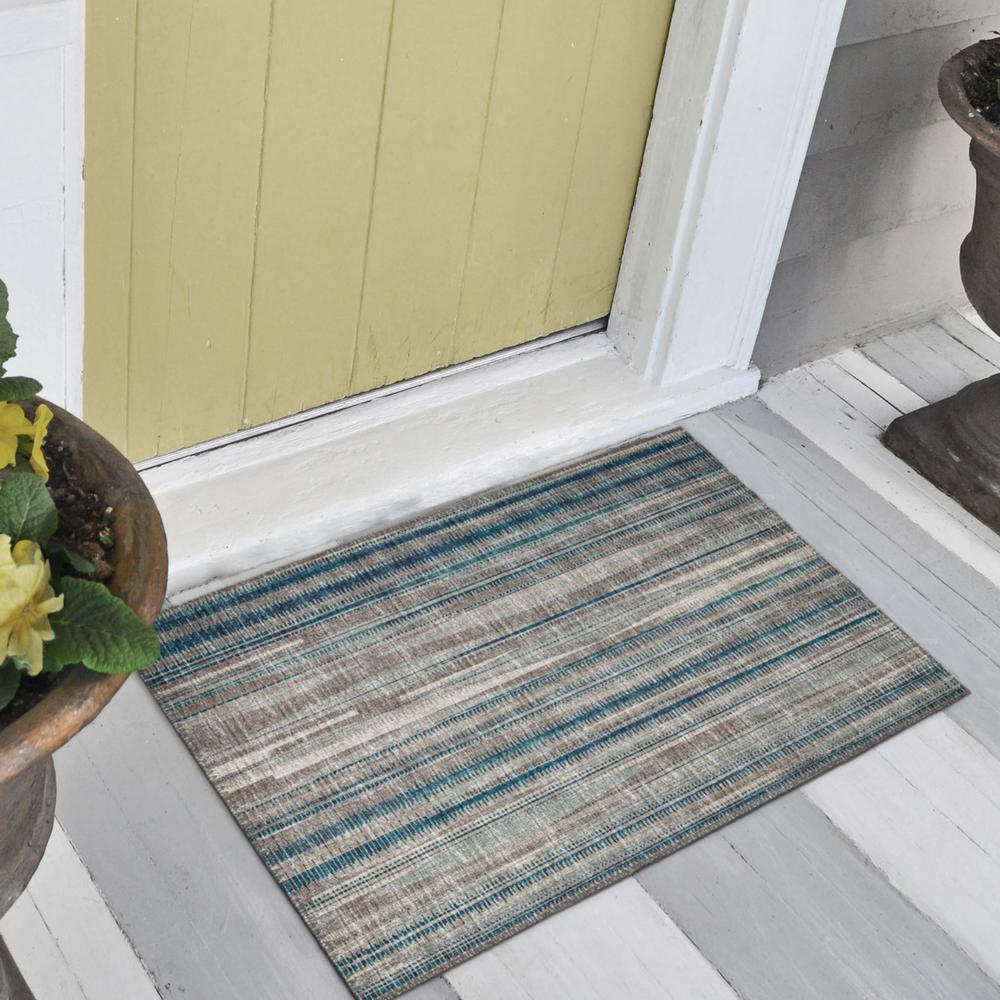 Waverly Earth Contemporary Striped 1'8" x 2'6" Accent Rug Earth AWA31. Picture 1