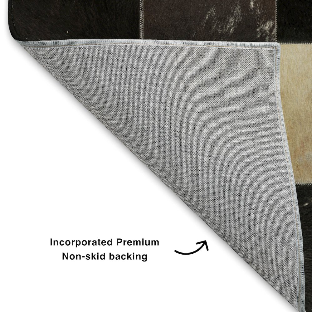 Luxury Washable Indoor/Outdoor Bozeman Black 1'8" x 2'6" Rug. Picture 4