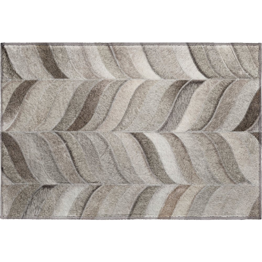 Luxury Washable Indoor/Outdoor Bozeman Gray 1'8" x 2'6" Rug. Picture 1