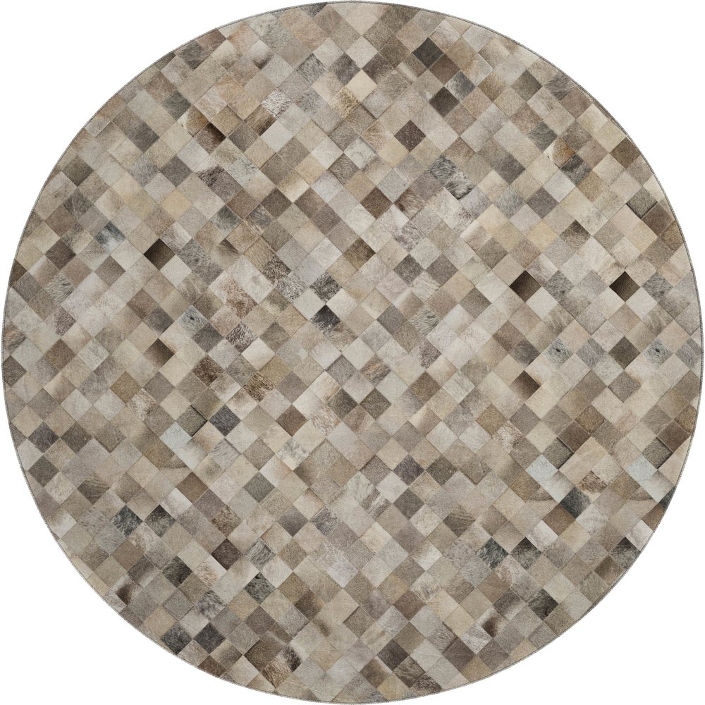 Luxury Washable Indoor/Outdoor Bozeman Gray 8' x 8' Round Rug. Picture 1