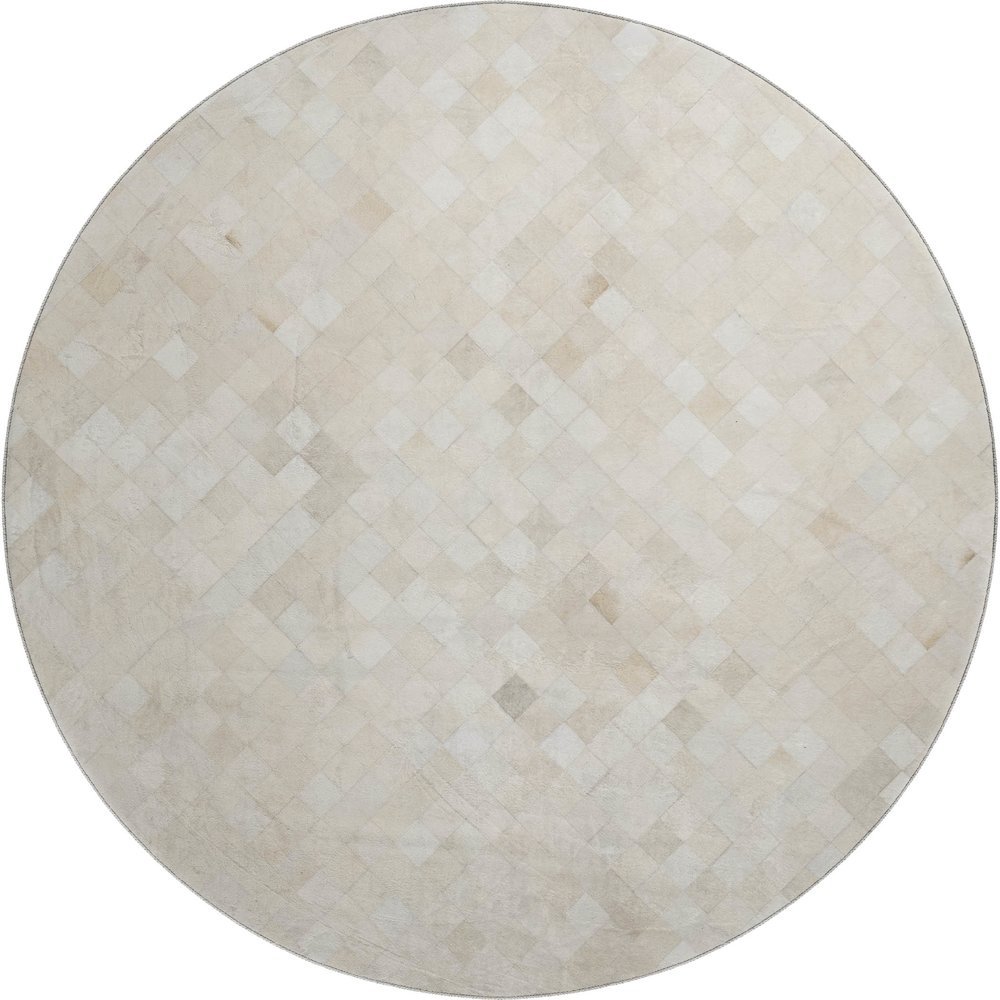 Luxury Washable Indoor/Outdoor Bozeman Linen 8' x 8' Round Rug. Picture 1