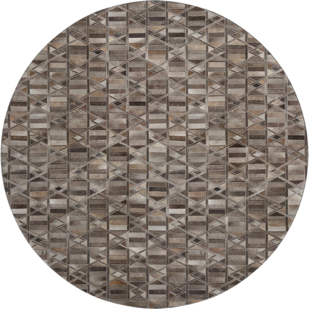 Luxury Washable Indoor/Outdoor Bozeman Gray 8' x 8' Round Rug. Picture 1
