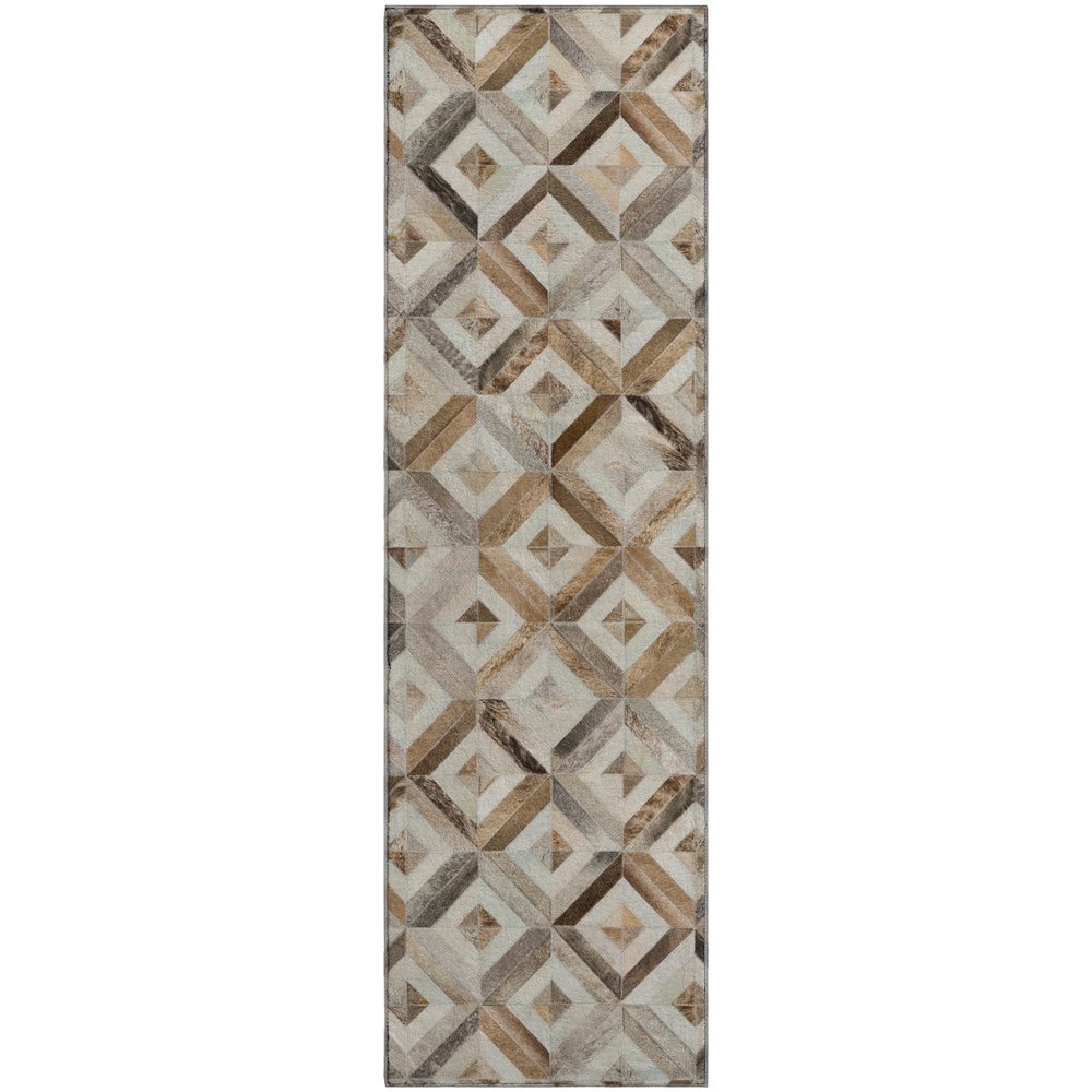 Luxury Washable Indoor/Outdoor Bozeman Gray 2'3" x 7'6" Runner Rug. Picture 1