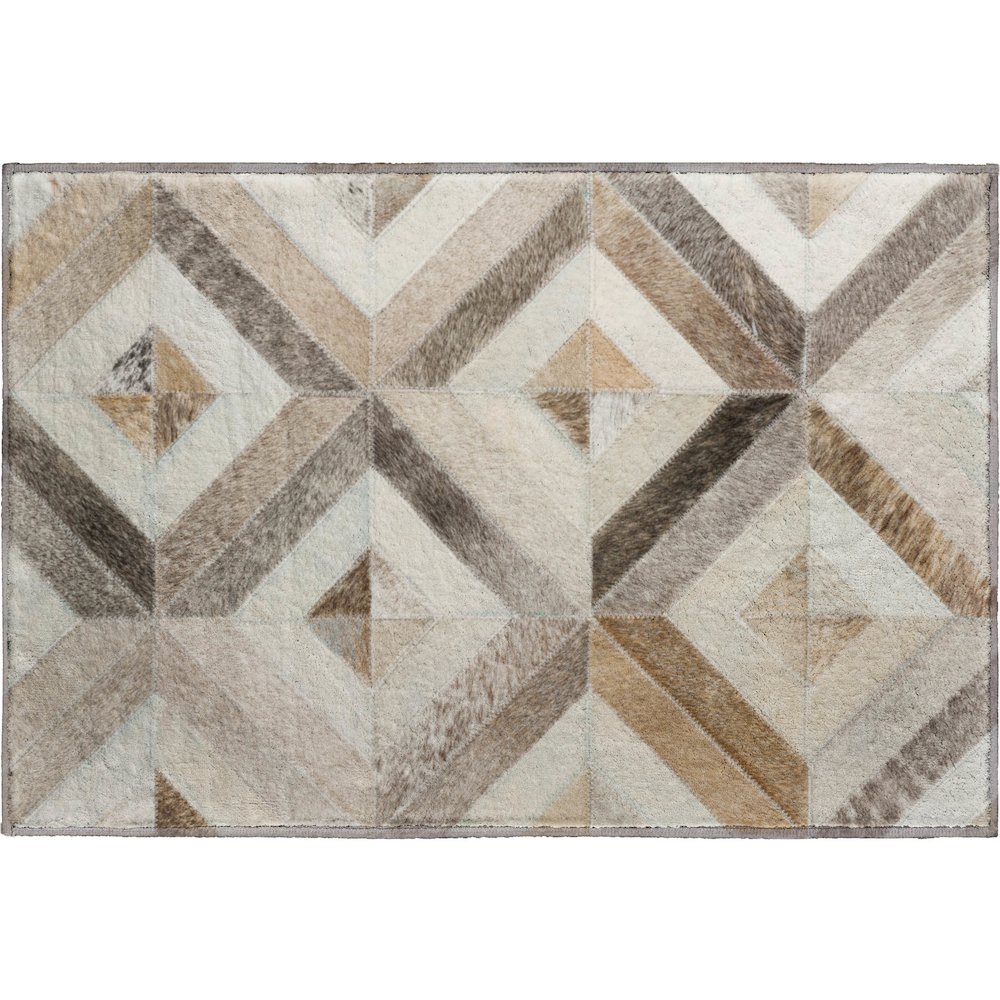 Luxury Washable Indoor/Outdoor Bozeman Gray 1'8" x 2'6" Rug. Picture 1