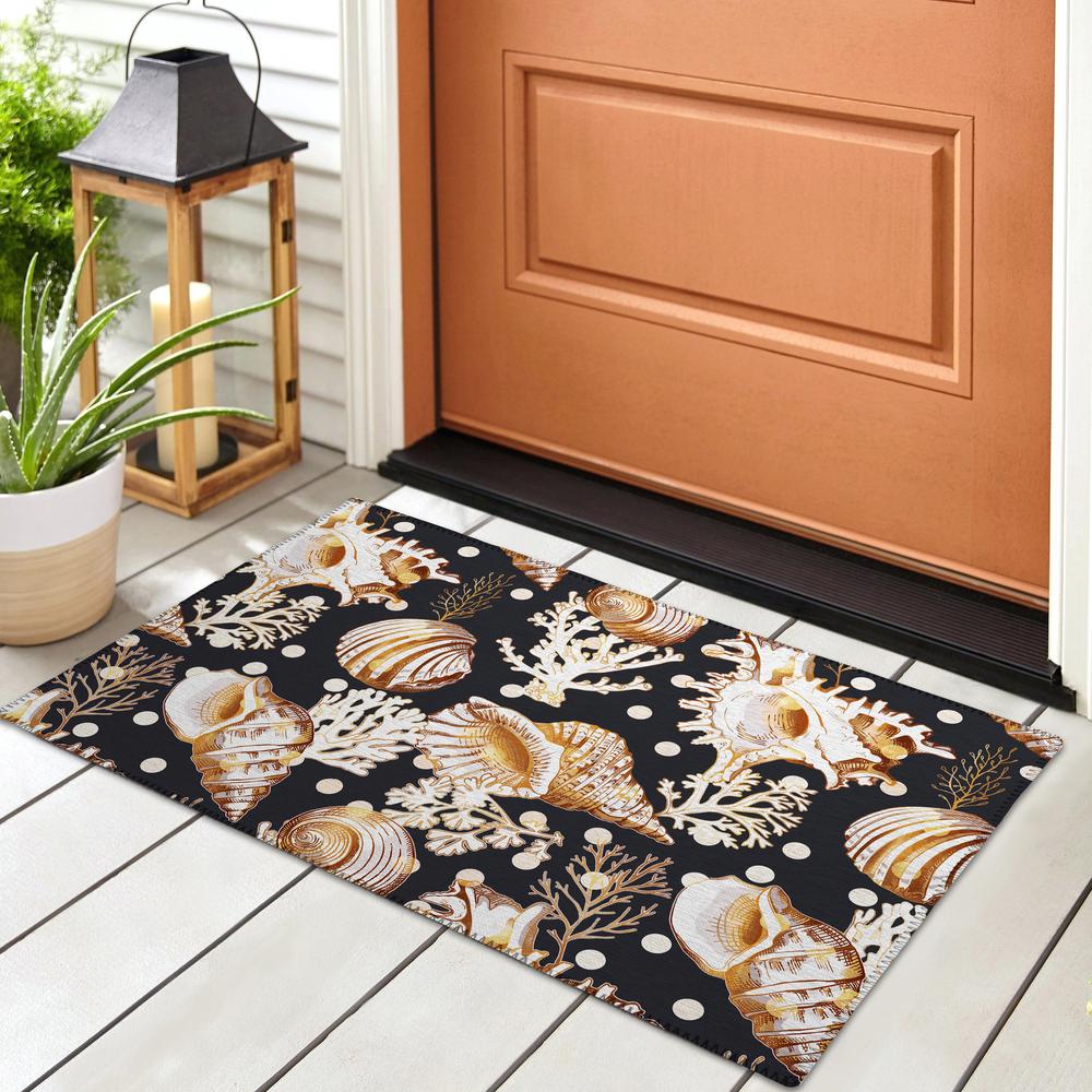 Indoor/Outdoor Surfside ASR36 Midnight Washable 1'8" x 2'6" Rug. Picture 2