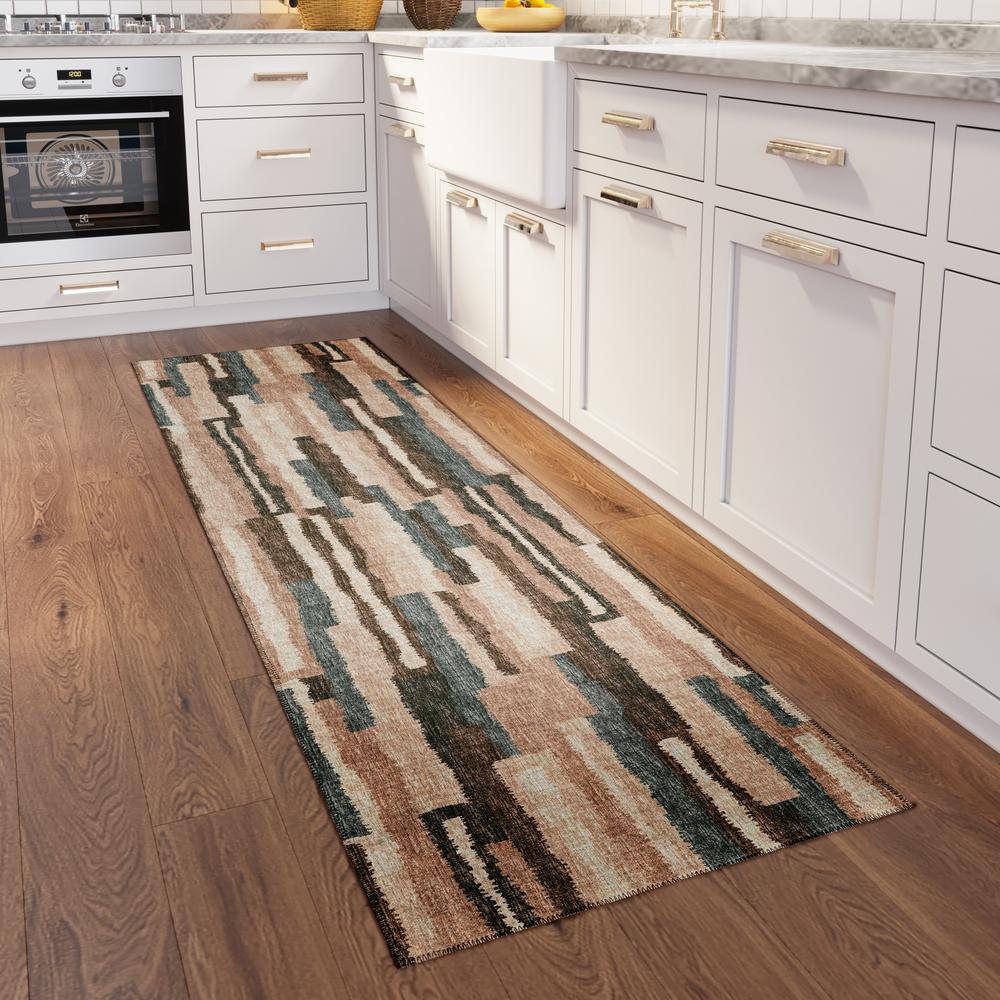 Bravado Earth Contemporary Striped 2'3" x 7'6" Runner Rug Earth ABV37. Picture 1