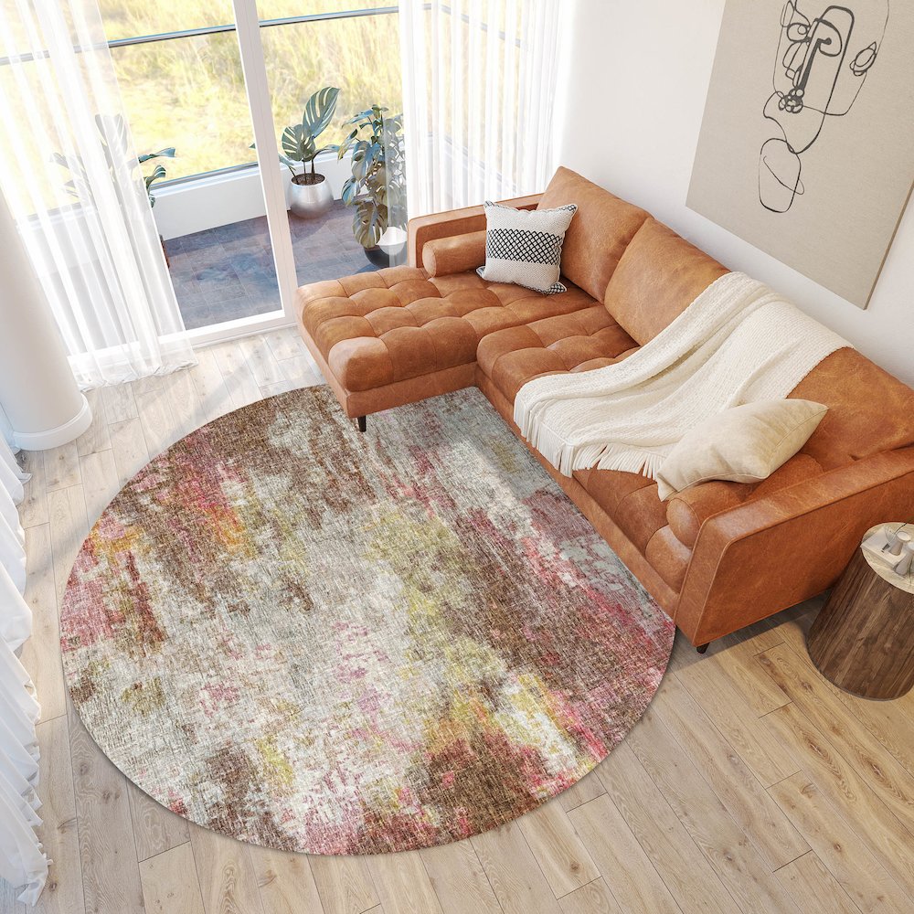 Luxury Washable Boca Blush 8' x 8' Round Rug. Picture 5