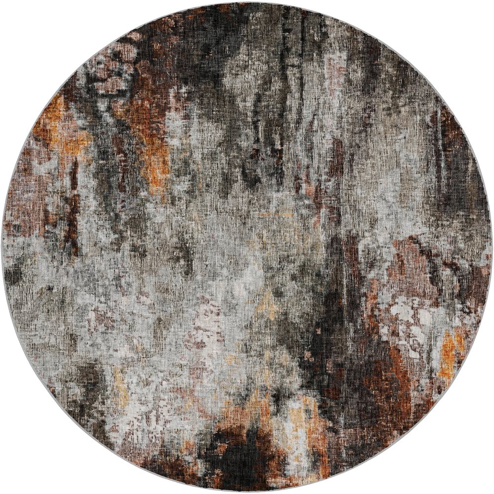 Luxury Washable Boca Gray 8' x 8' Round Rug. Picture 1