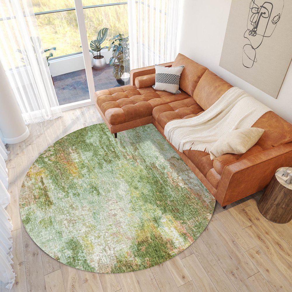 Luxury Washable Boca Sage 8' x 8' Round Rug. Picture 5