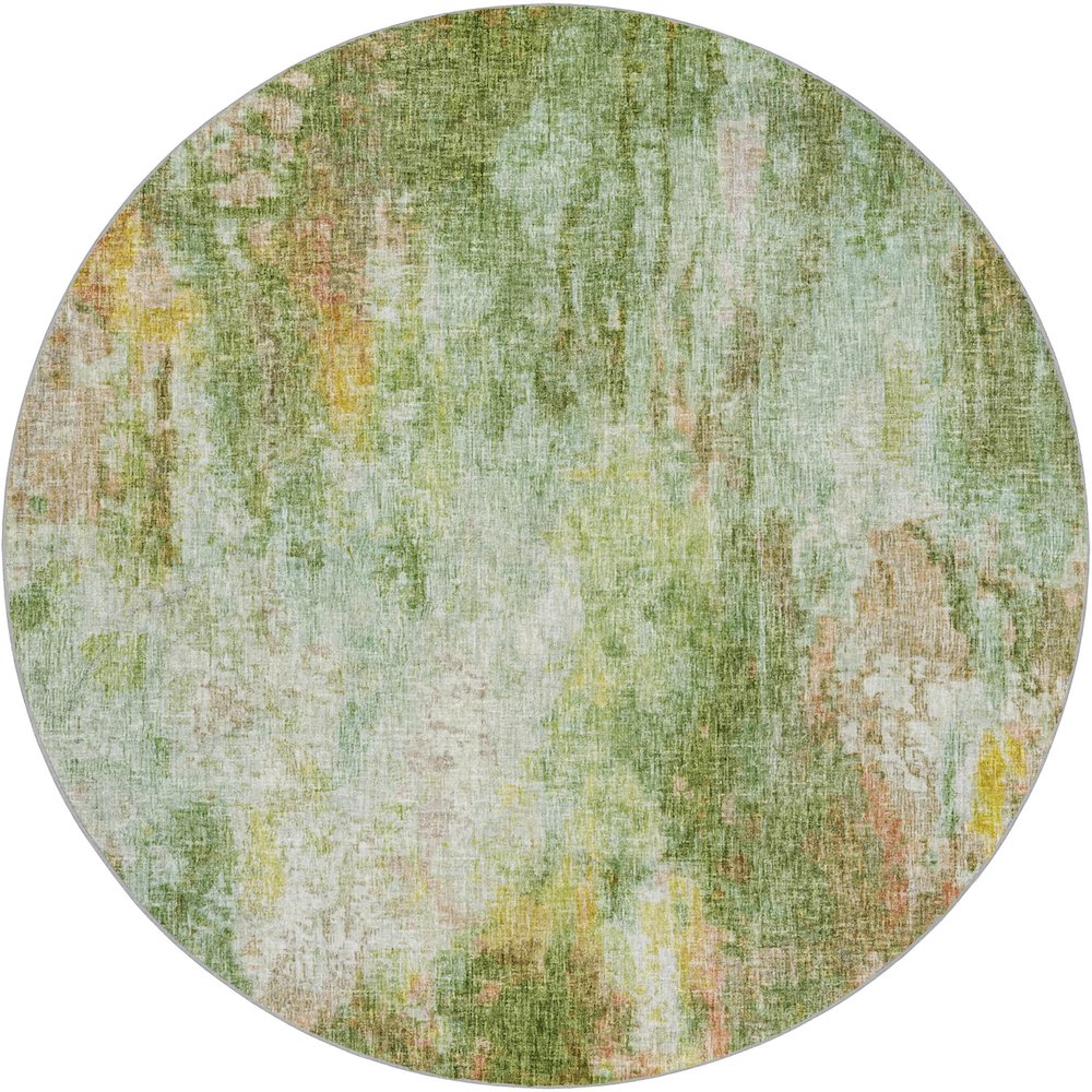 Luxury Washable Boca Sage 8' x 8' Round Rug. Picture 1