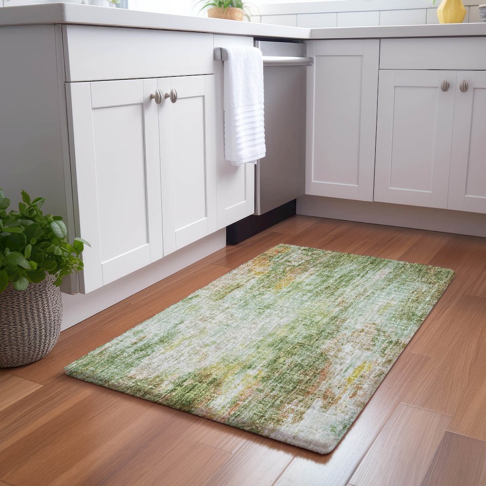 Luxury Washable Boca Sage 1'8" x 2'6" Rug. Picture 5