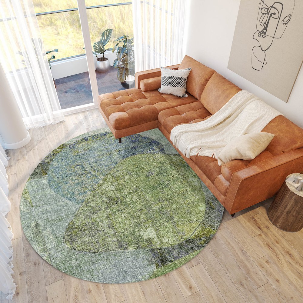 Luxury Washable Boca Aloe 8' x 8' Round Rug. Picture 5