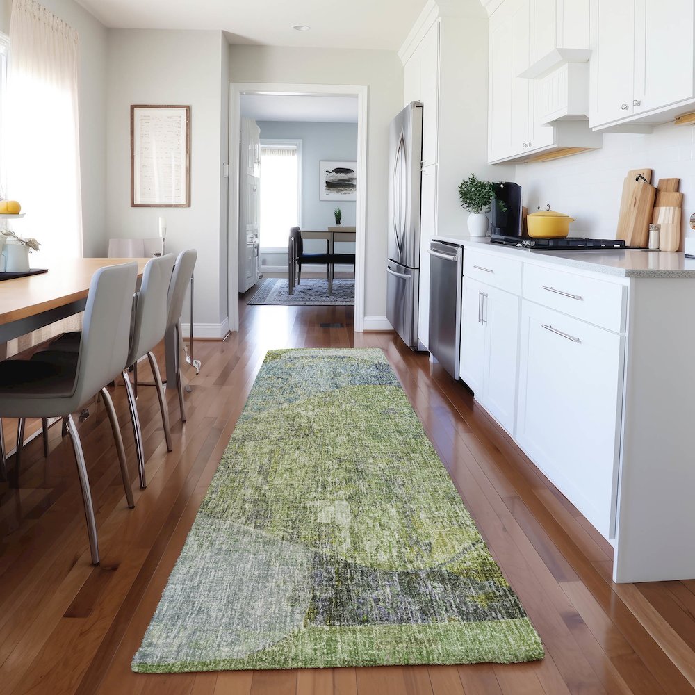 Luxury Washable Boca Aloe 2'3" x 7'6" Runner Rug. Picture 5