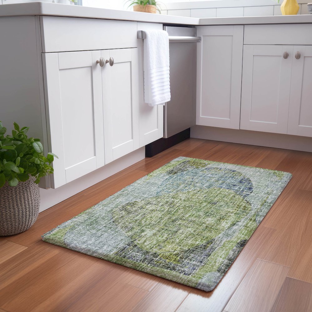 Luxury Washable Boca Aloe 1'8" x 2'6" Rug. Picture 5