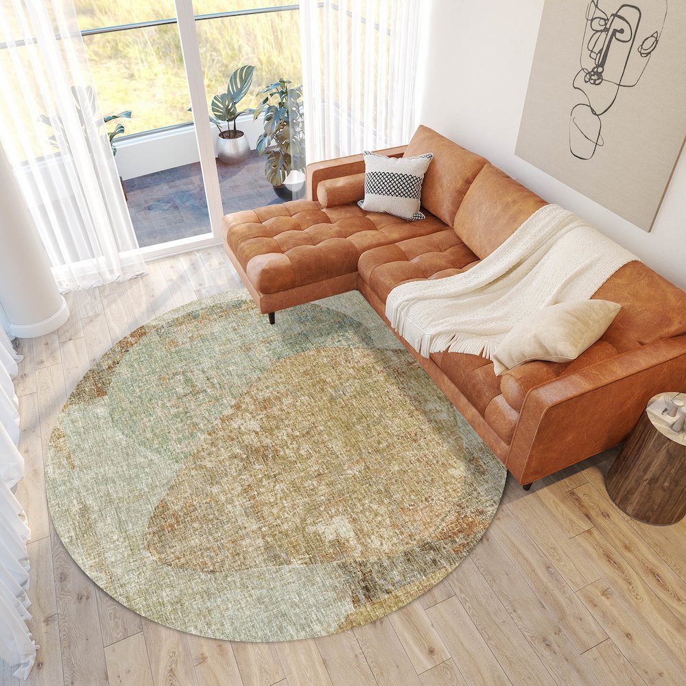 Luxury Washable Boca Taupe 8' x 8' Round Rug. Picture 5