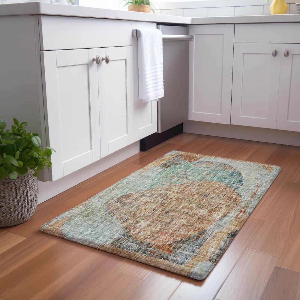 Luxury Washable Boca Teal 1'8" x 2'6" Rug. Picture 5