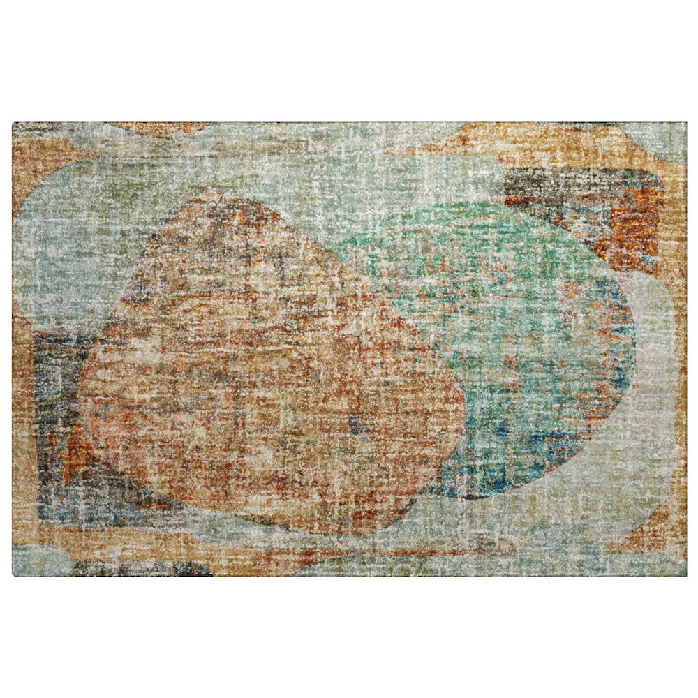 Luxury Washable Boca Teal 1'8" x 2'6" Rug. Picture 1