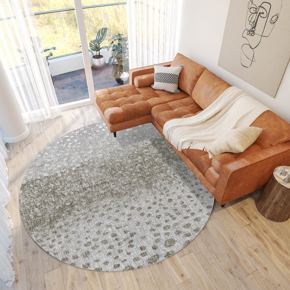 Luxury Washable Boca Taupe 8' x 8' Round Rug. Picture 5
