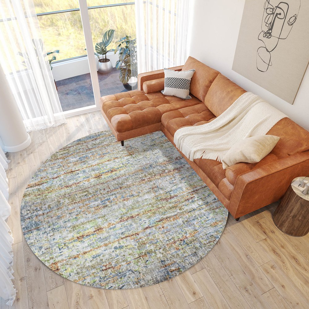 Luxury Washable Boca Putty 8' x 8' Round Rug. Picture 5