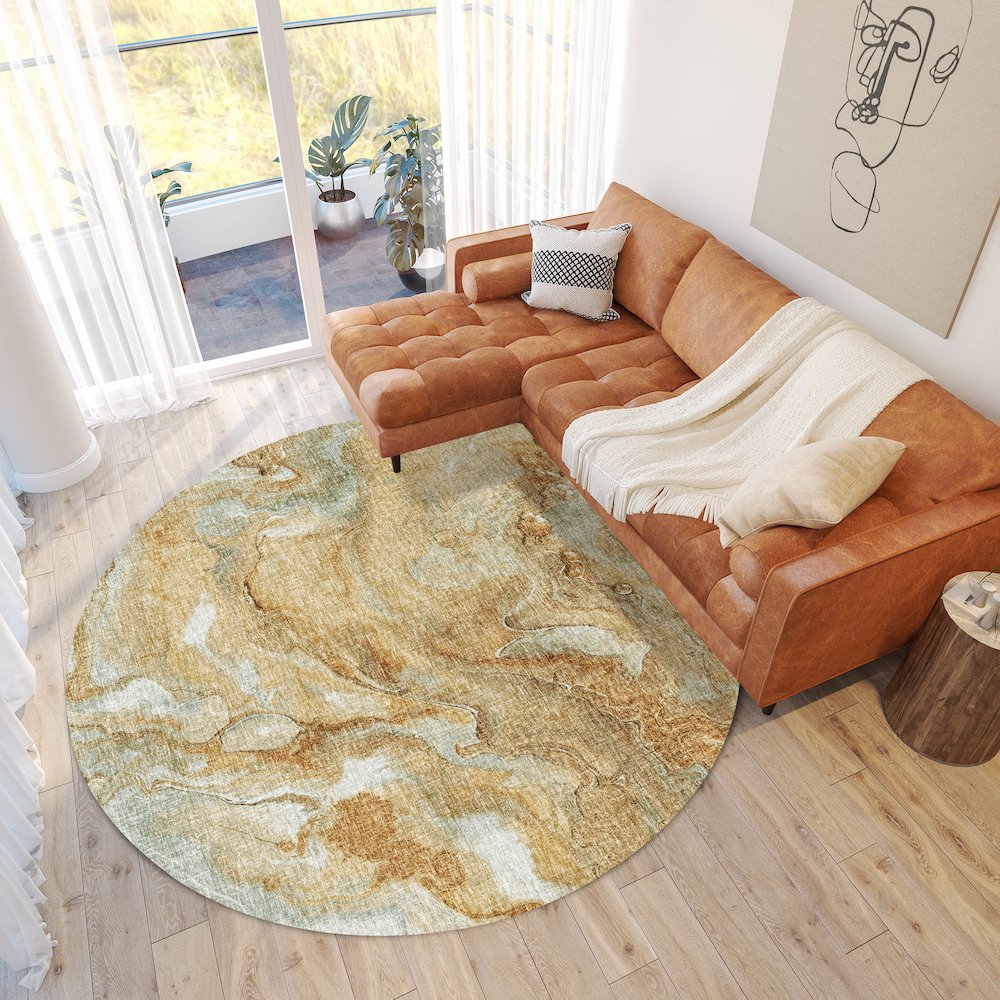 Luxury Washable Boca Copper 8' x 8' Round Rug. Picture 5