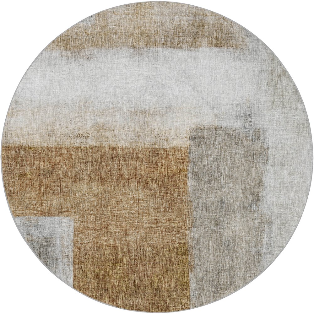 Luxury Washable Boca Brown 8' x 8' Round Rug. Picture 1