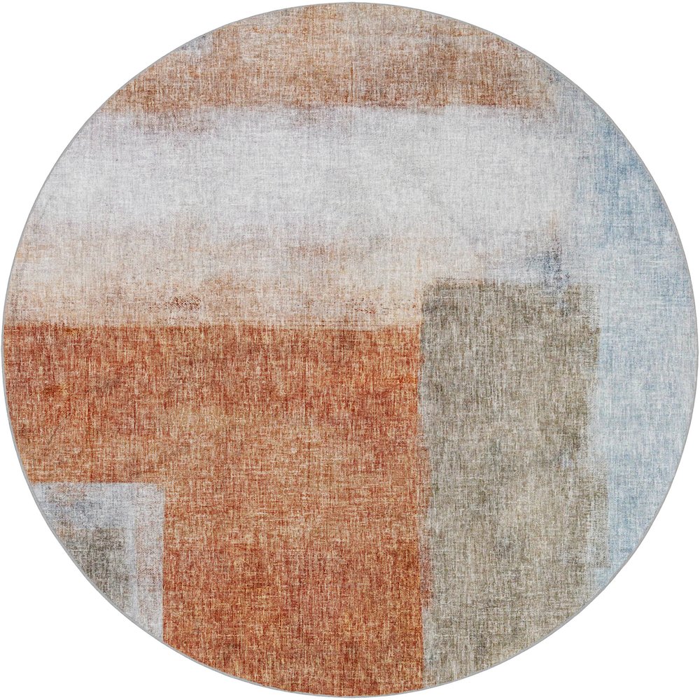 Luxury Washable Boca Salmon 8' x 8' Round Rug. Picture 1