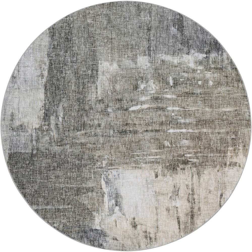 Luxury Washable Boca Gray 8' x 8' Round Rug. Picture 1