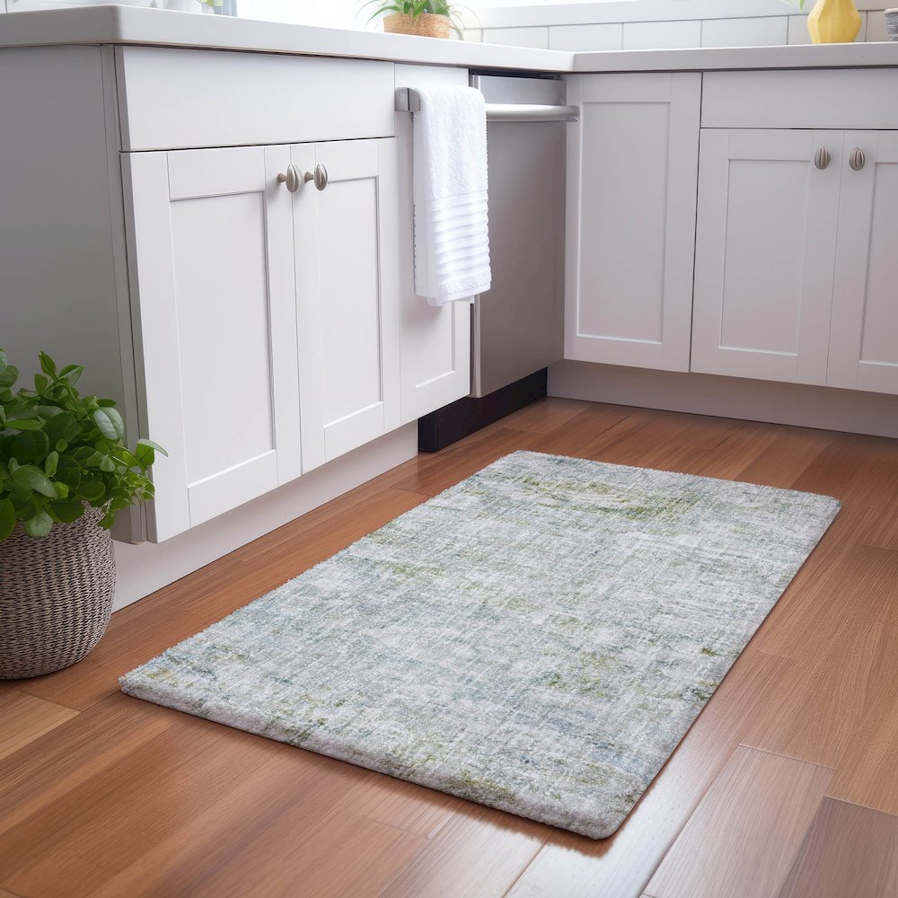 Luxury Washable Boca Seafoam 1'8" x 2'6" Rug. Picture 5