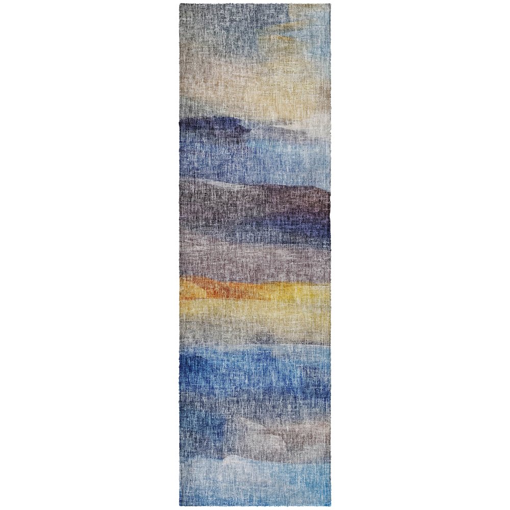 Luxury Washable Boca Blue 2'3" x 7'6" Runner Rug. Picture 1