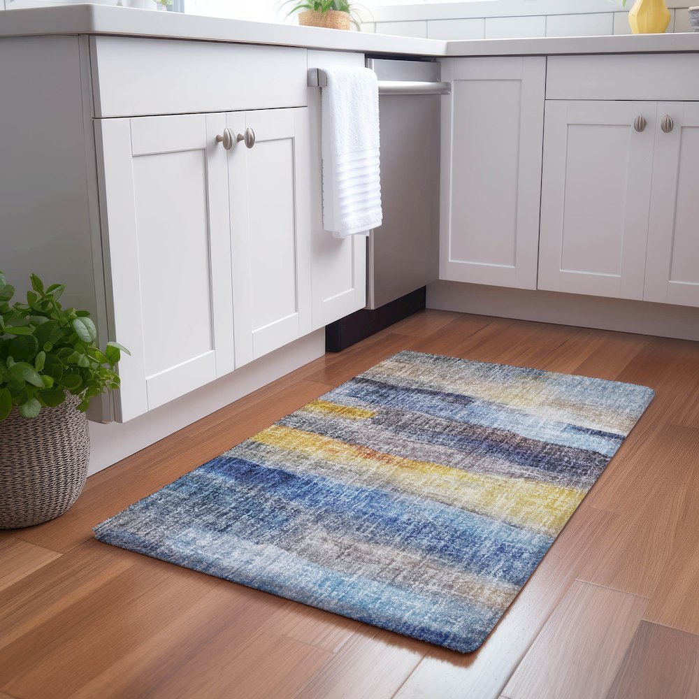 Luxury Washable Boca Blue 1'8" x 2'6" Rug. Picture 5