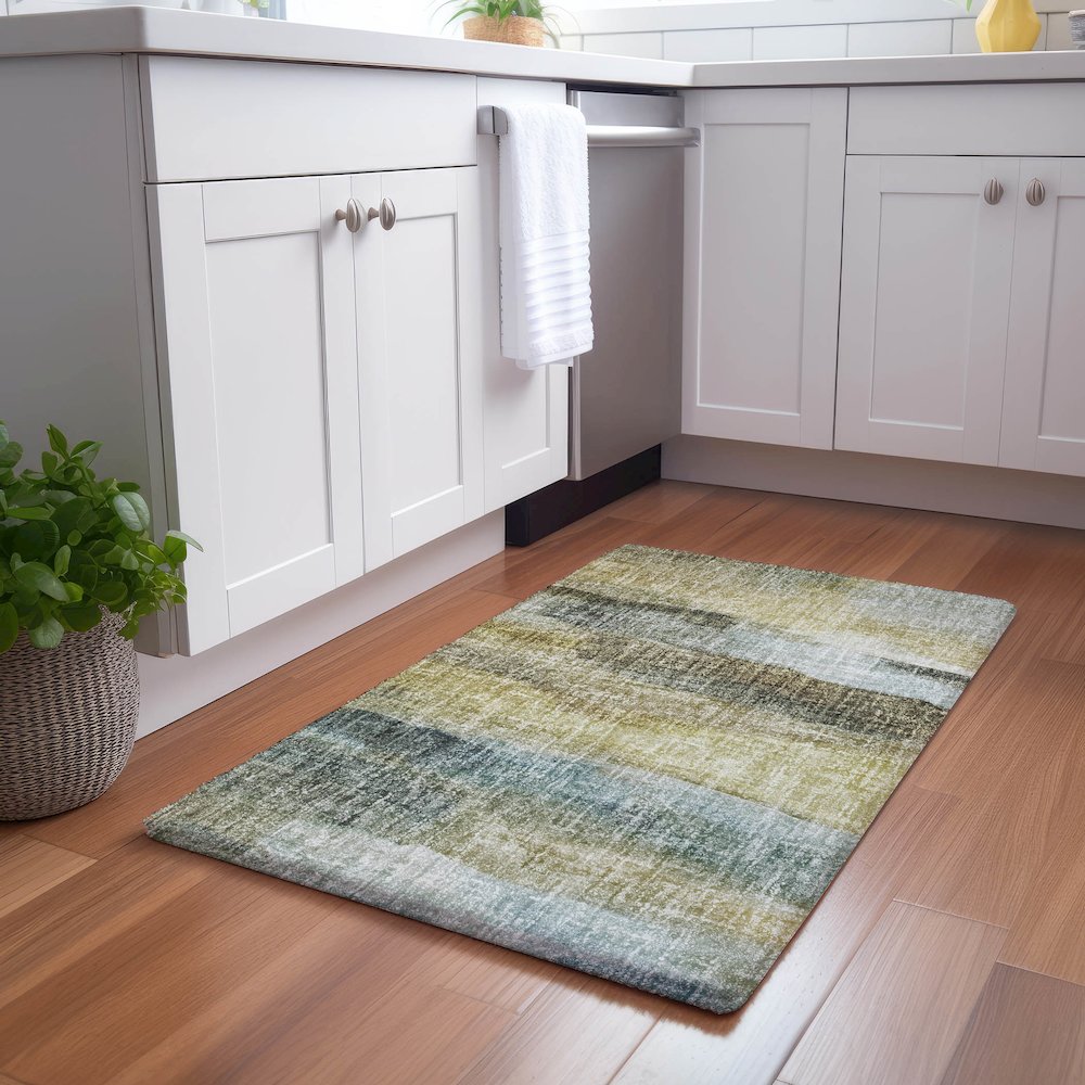 Luxury Washable Boca Khaki 1'8" x 2'6" Rug. Picture 5