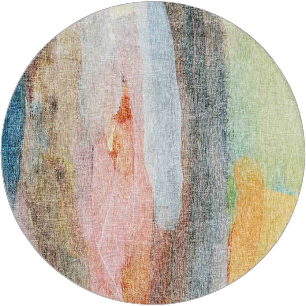 Luxury Washable Boca Salmon 8' x 8' Round Rug. Picture 1
