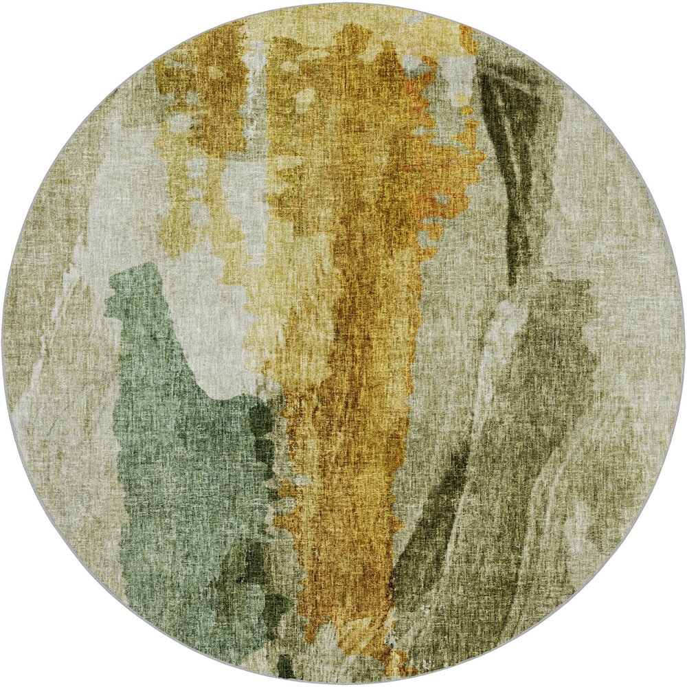 Luxury Washable Boca Aloe 8' x 8' Round Rug. Picture 1