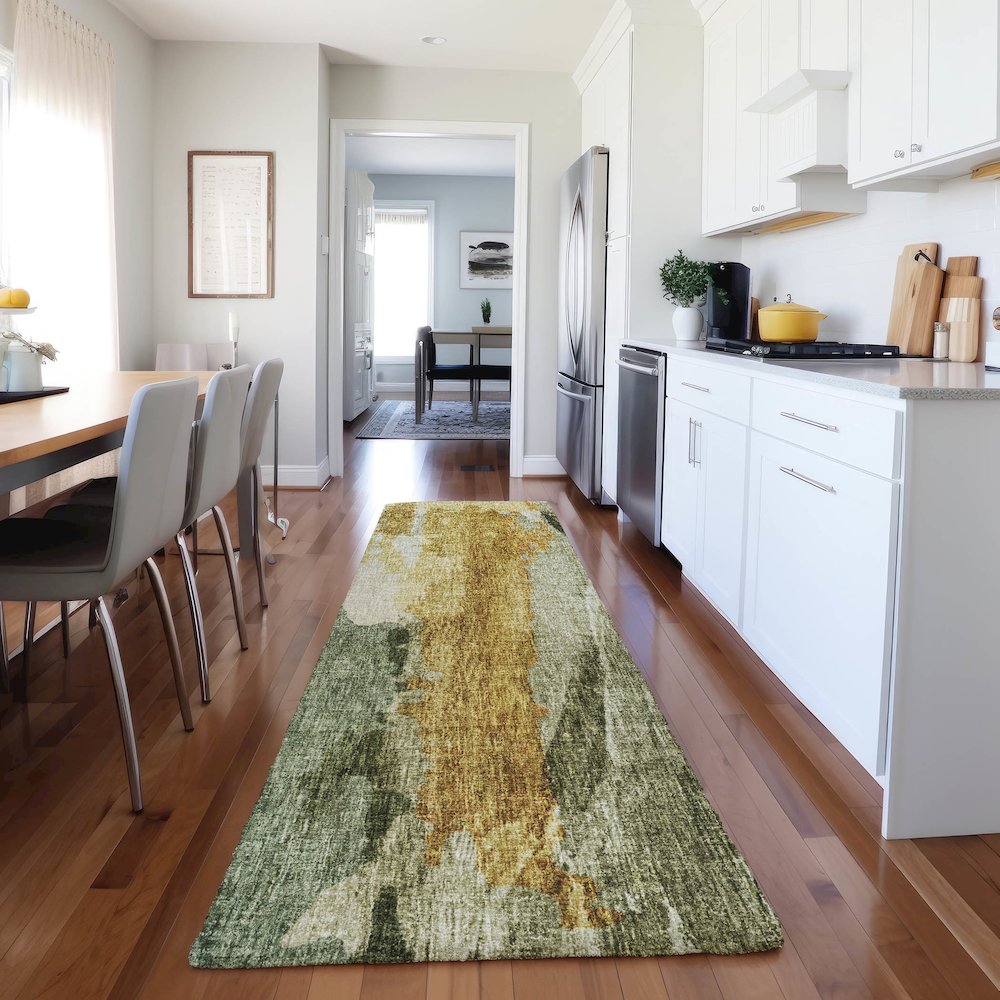 Luxury Washable Boca Aloe 2'3" x 7'6" Runner Rug. Picture 5