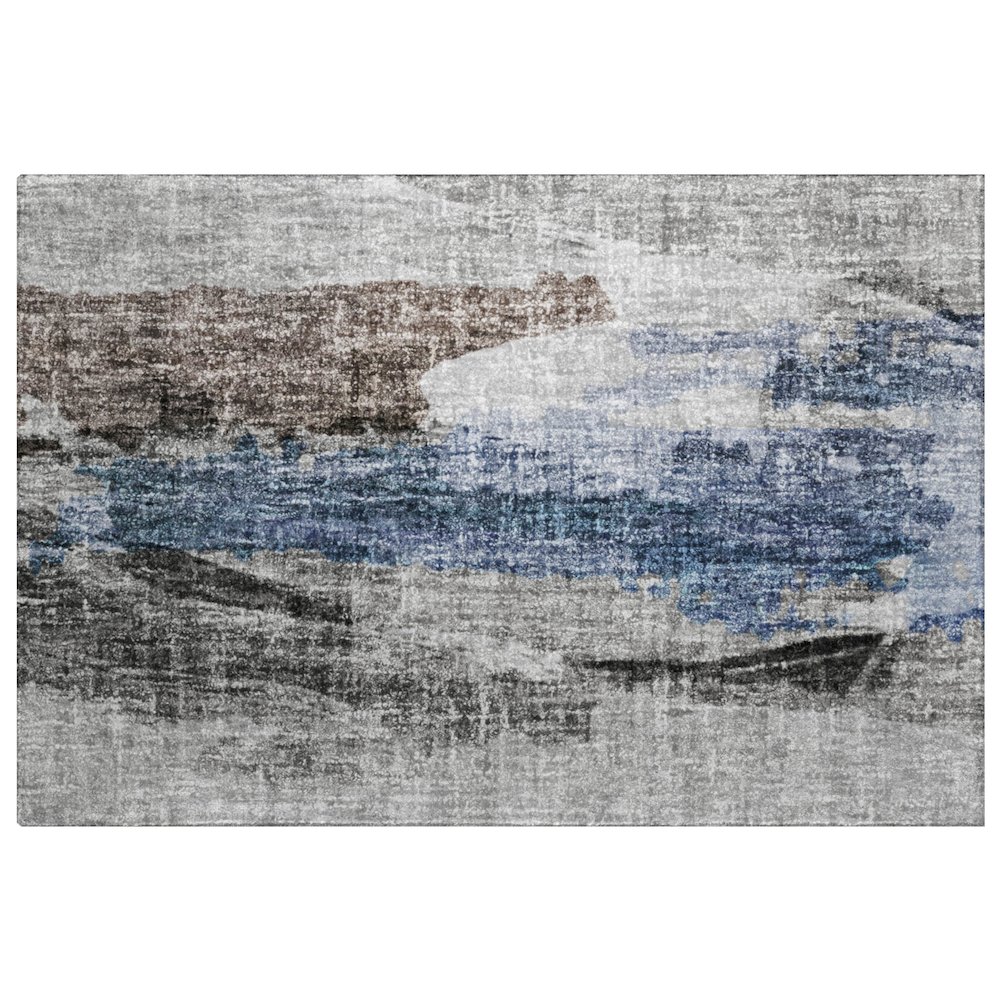 Luxury Washable Boca Pewter 1'8" x 2'6" Rug. Picture 1