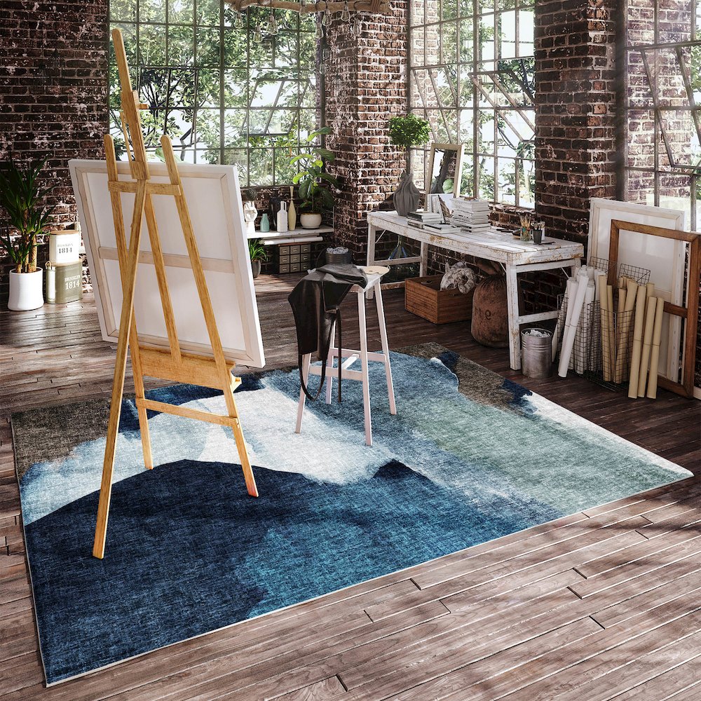 Luxury Washable Boca Denim 2'6" x 3'10" Rug. Picture 5