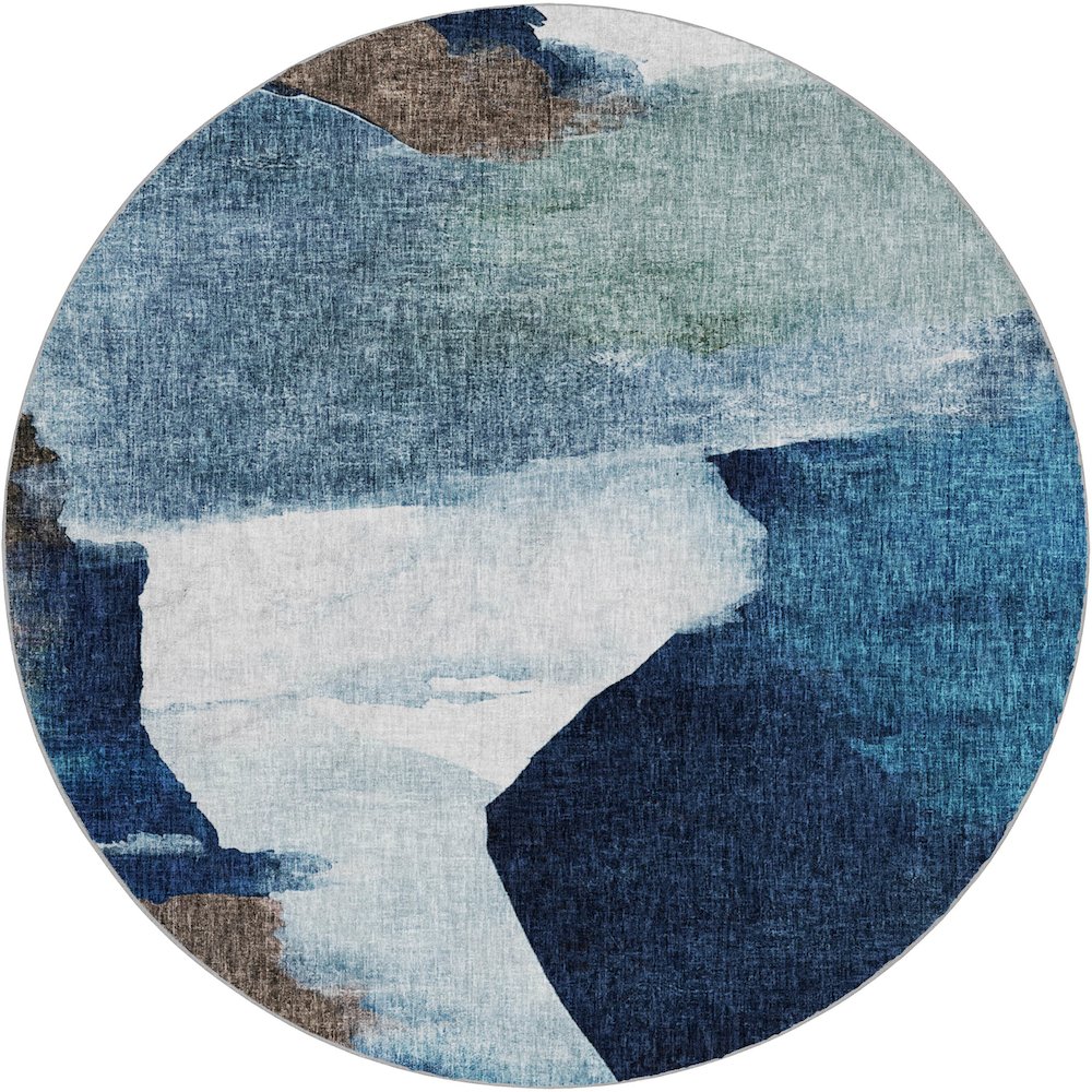 Luxury Washable Boca Denim 8' x 8' Round Rug. Picture 1