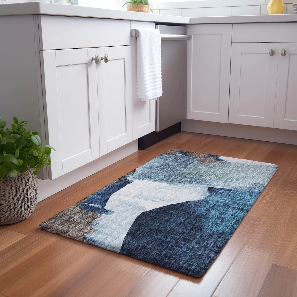 Luxury Washable Boca Denim 1'8" x 2'6" Rug. Picture 5