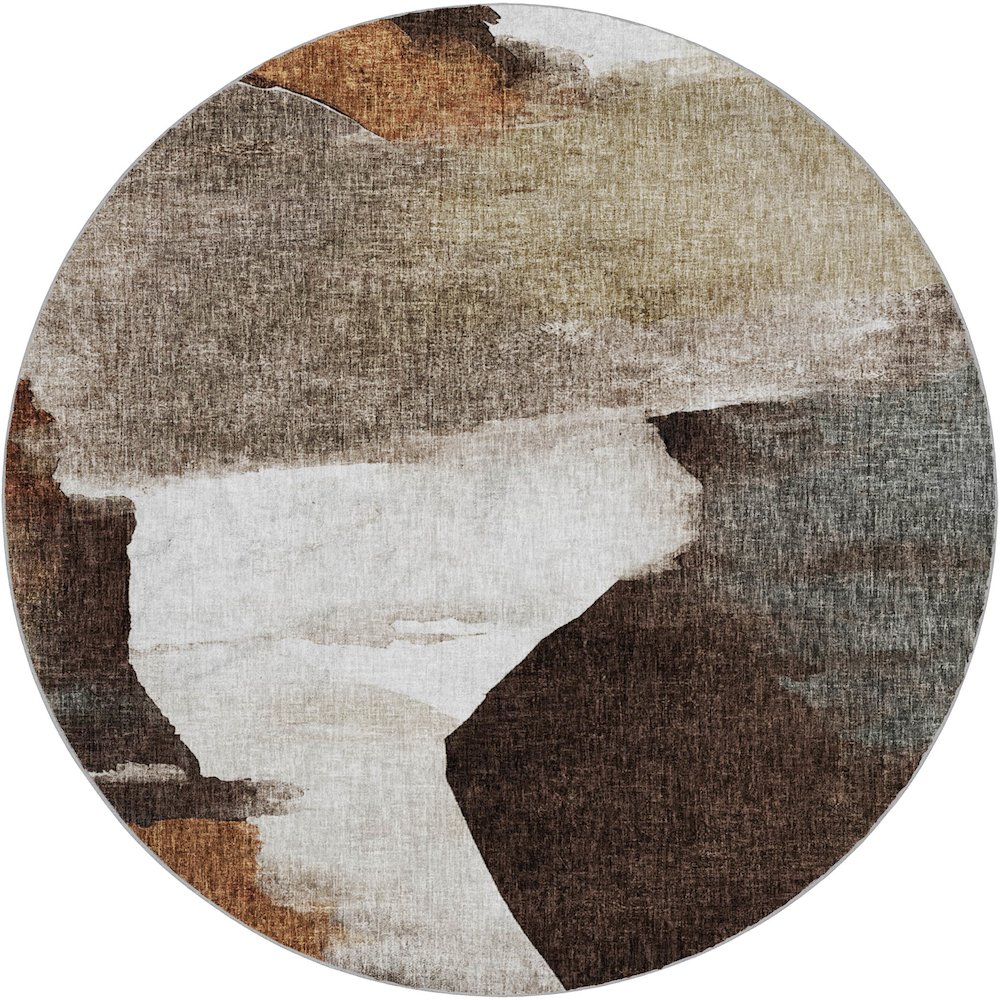 Luxury Washable Boca Taupe 8' x 8' Round Rug. Picture 1