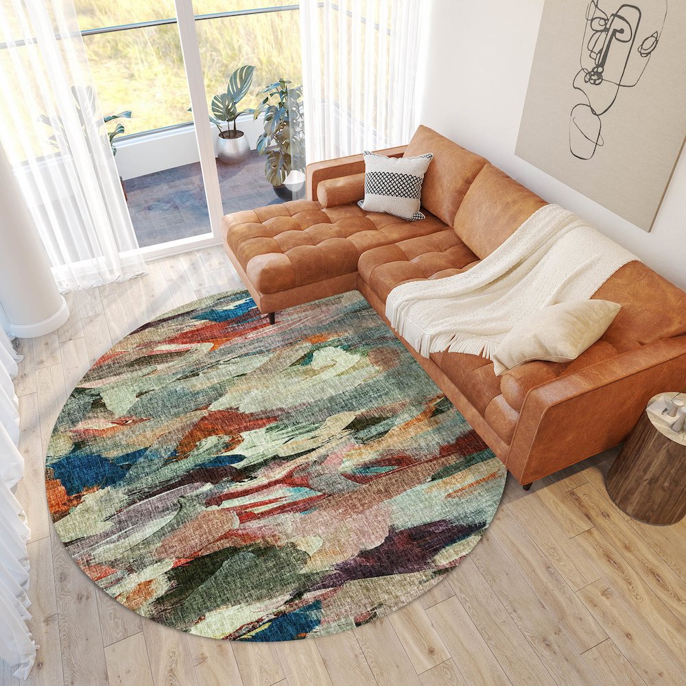 Luxury Washable Boca Paprika 8' x 8' Round Rug. Picture 5