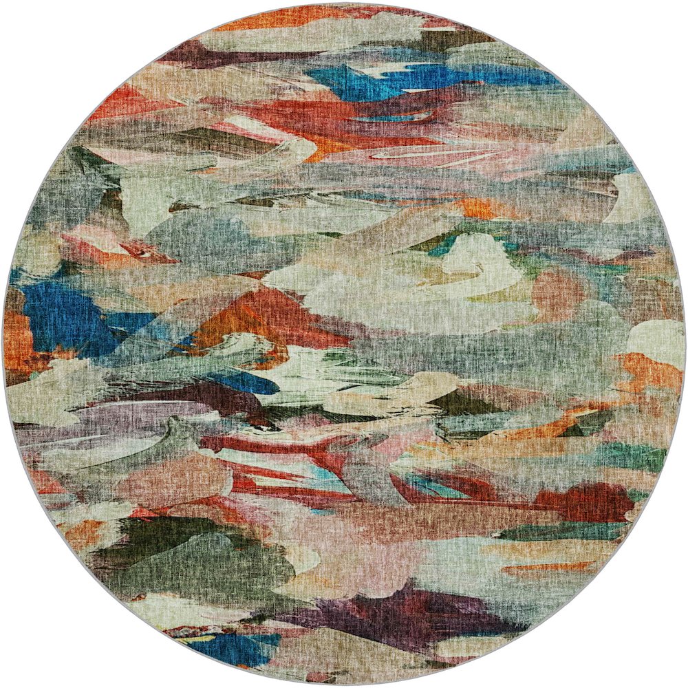 Luxury Washable Boca Paprika 8' x 8' Round Rug. Picture 1