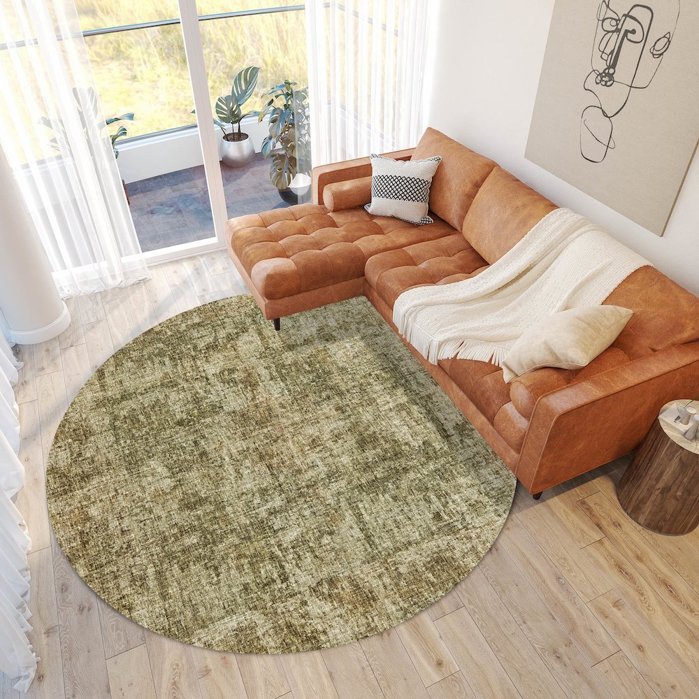 Luxury Washable Boca Taupe 8' x 8' Round Rug. Picture 5
