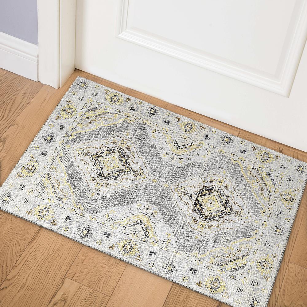 Indoor/Outdoor Marbella MB1 Grey Washable 1'8" x 2'6" Rug. Picture 2