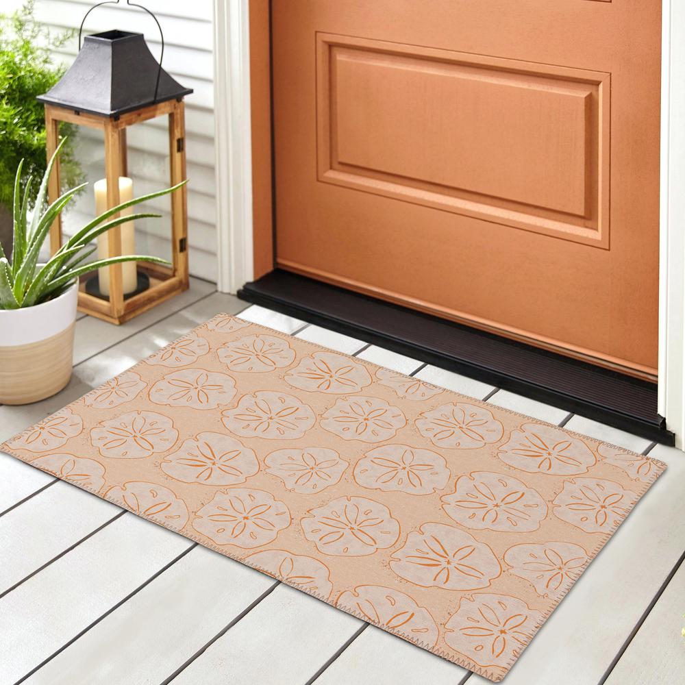 Indoor/Outdoor Seabreeze SZ10 Peach Washable 1'8" x 2'6" Rug. Picture 2