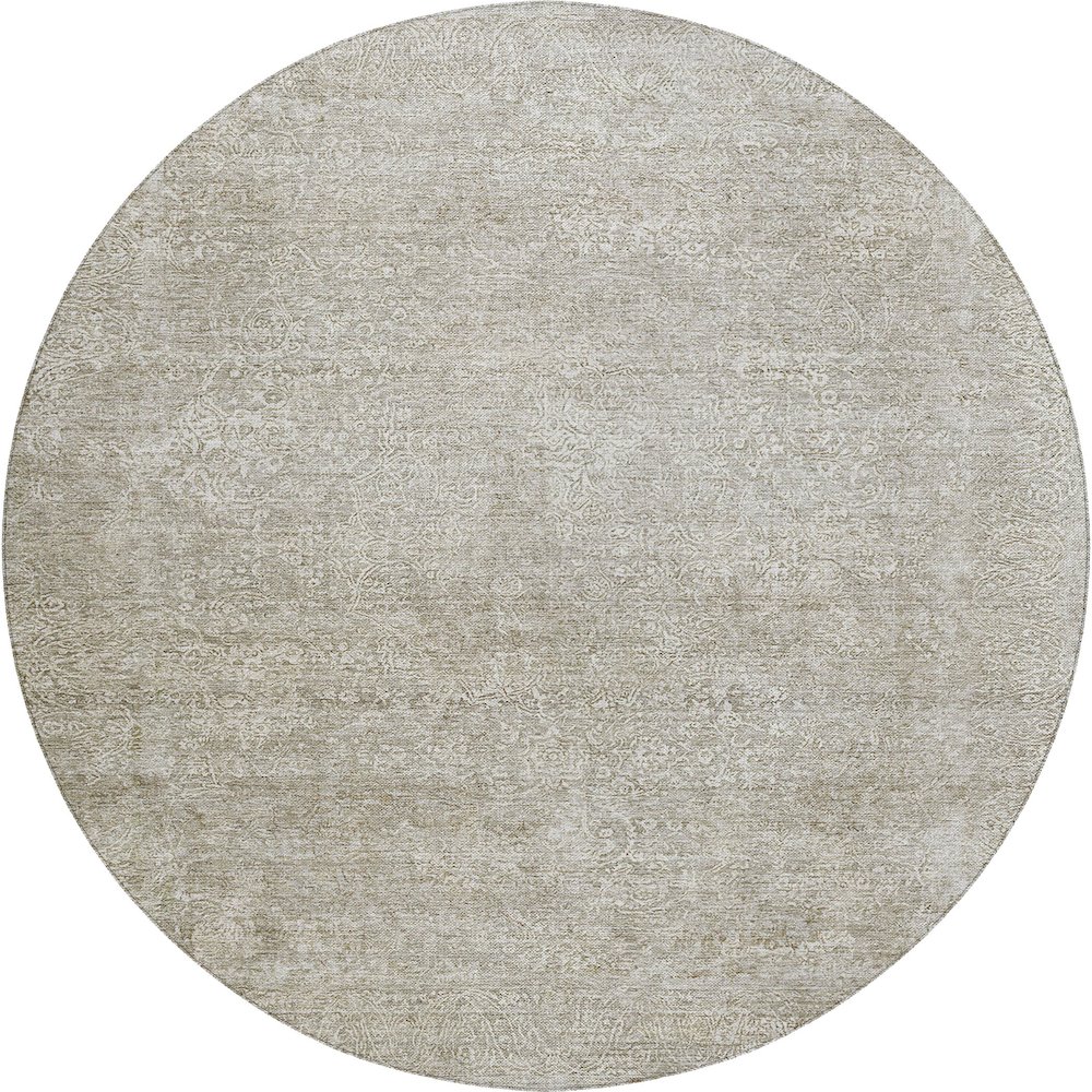 Luxury Washable Indoor/Outdoor Burano Linen 8' x 8' Round Rug. Picture 1
