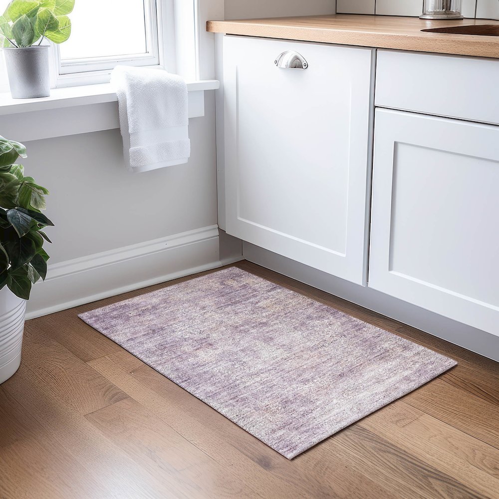 Luxury Washable Indoor/Outdoor Burano Plum 1'8" x 2'6" Rug. Picture 5