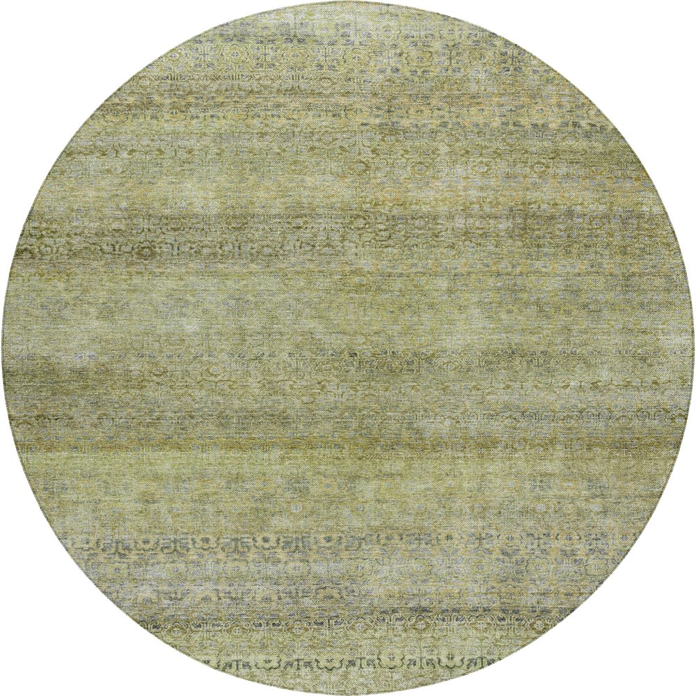 Luxury Washable Indoor/Outdoor Burano Aloe 8' x 8' Round Rug. Picture 1