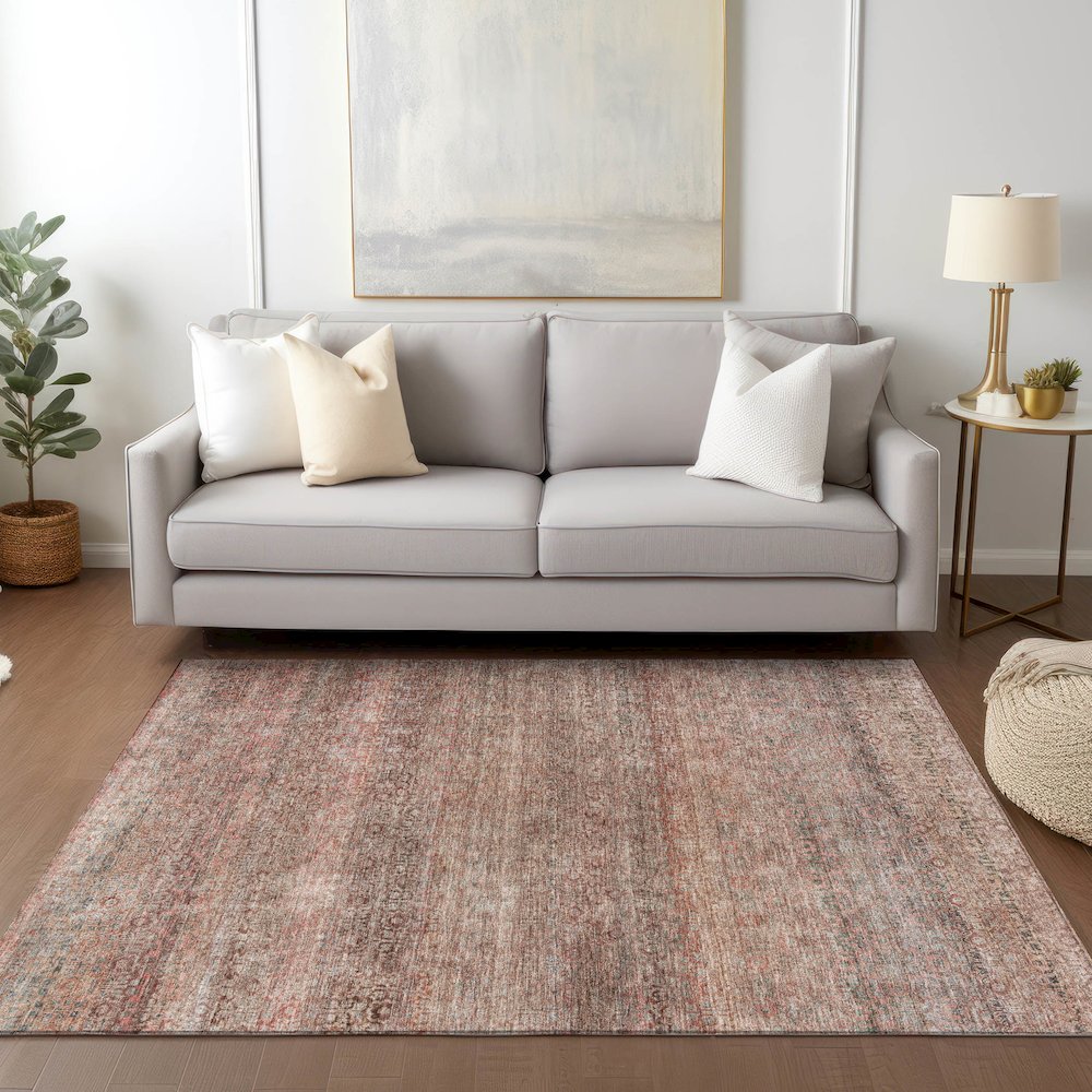 Luxury Washable Indoor/Outdoor Burano Coral 2'6" x 3'10" Rug. Picture 5